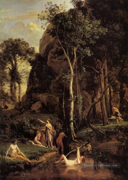 Diana surprise à son bain plein air romantisme Jean Baptiste Camille Corot Peinture à l'huile
